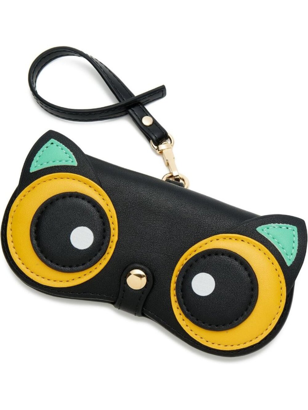 Soft Leather Sunglasses & Eyeglasses Case, Portable Holder with Strap & Button